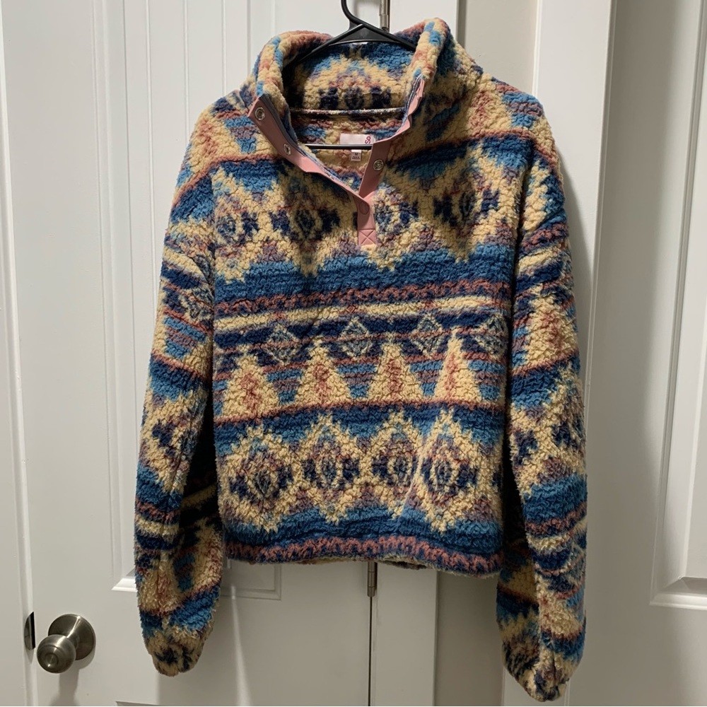 So Tribal Sherpa Pullover Sweater